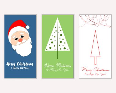 mutlu Noeller ve mutlu yeni yıl tebrik kartları vektör çizim     