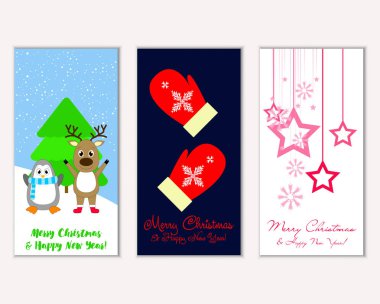 vektör çizim kış tatil tebrik kartları