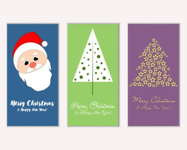 mutlu Noeller ve mutlu yeni yıl tebrik kartları vektör çizim     