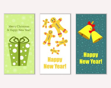 vektör çizim kış tatil tebrik kartları