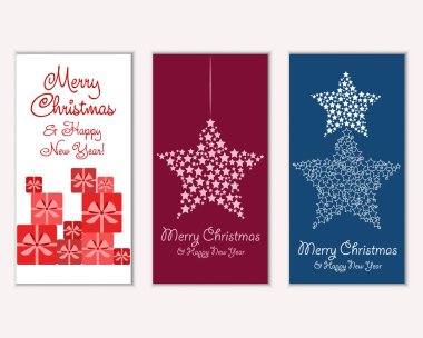 Mutlu Noeller ve mutlu yeni yıl tebrik kartları. Vektör çizim   