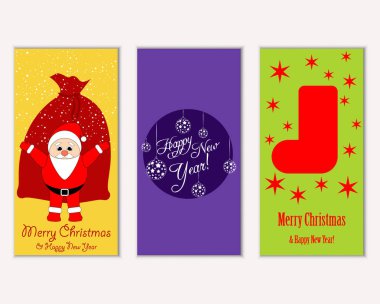 vektör çizim kış tatil tebrik kartları