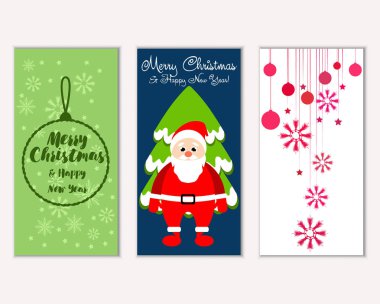 mutlu Noeller ve mutlu yeni yıl tebrik kartları vektör çizim