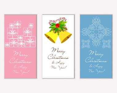 Renkli Noel kartları ile yeni yıl süslemeleri, illüstrasyon vektör
