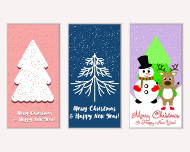 Mutlu Noeller ve mutlu yeni yıl tebrik kartları. Vektör çizim   