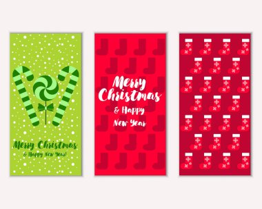 mutlu Noeller ve mutlu yeni yıl tebrik kartları vektör çizim