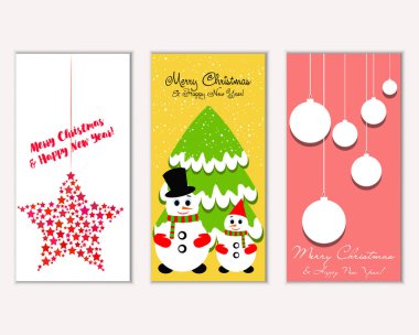 vektör çizim kış tatil tebrik kartları