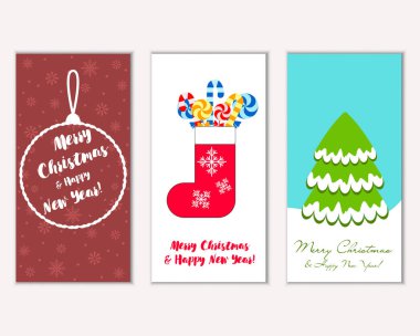 vektör çizim kış tatil tebrik kartları