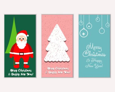 mutlu Noeller ve mutlu yeni yıl tebrik kartları vektör çizim       