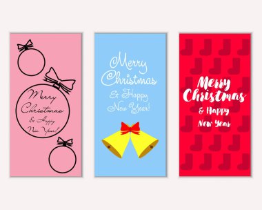 mutlu Noeller ve mutlu yeni yıl tebrik kartları vektör çizim