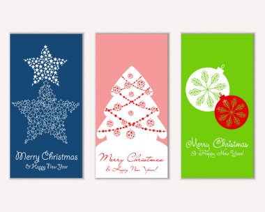 vektör çizim kış tatil tebrik kartları