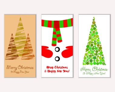 vektör çizim kış tatil tebrik kartları