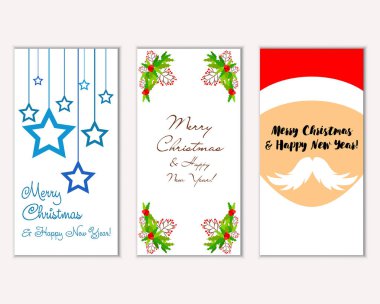 mutlu Noeller ve mutlu yeni yıl tebrik kartları vektör çizim     