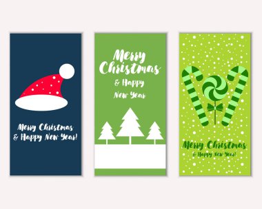 mutlu Noeller ve mutlu yeni yıl tebrik kartları vektör çizim