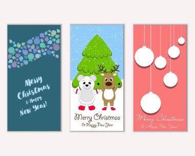 vektör çizim kış tatil tebrik kartları