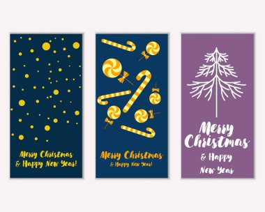 vektör çizim kış tatil tebrik kartları