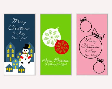 mutlu Noeller ve mutlu yeni yıl tebrik kartları vektör çizim