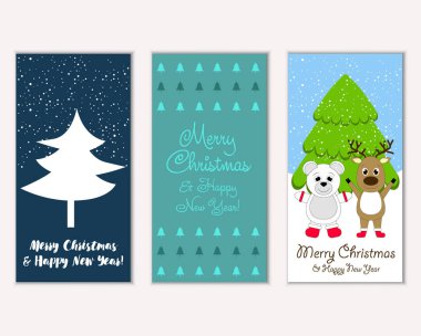 vektör çizim kış tatil tebrik kartları