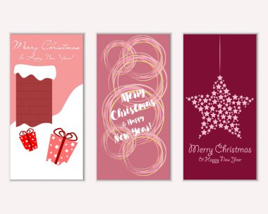 Renkli Noel kartları ile yeni yıl süslemeleri, illüstrasyon vektör