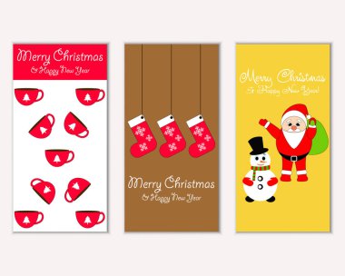 mutlu Noeller ve mutlu yeni yıl tebrik kartları vektör çizim       