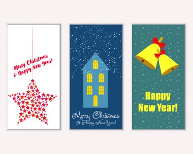 vektör çizim kış tatil tebrik kartları