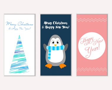 Renkli Noel kartları ile yeni yıl süslemeleri, illüstrasyon vektör