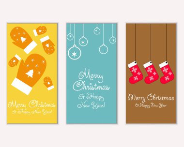 mutlu Noeller ve mutlu yeni yıl tebrik kartları vektör çizim       
