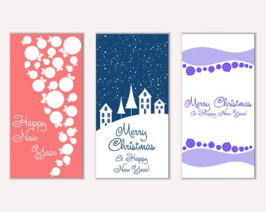 vektör çizim kış tatil tebrik kartları