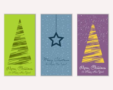 Mutlu Noeller ve mutlu yeni yıl tebrik kartları. Vektör çizim     