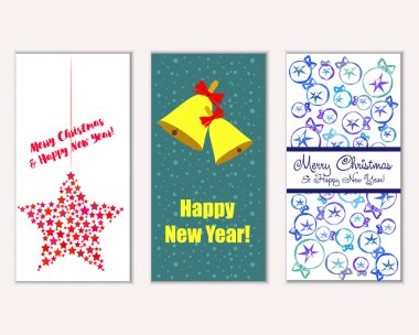 vektör çizim kış tatil tebrik kartları