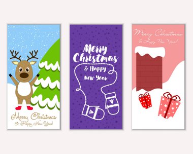 vektör çizim kış tatil tebrik kartları