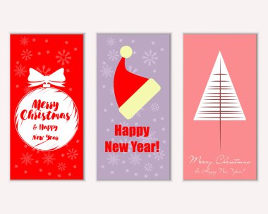 mutlu Noeller ve mutlu yeni yıl tebrik kartları vektör çizim   