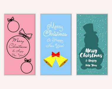 mutlu Noeller ve mutlu yeni yıl tebrik kartları vektör çizim