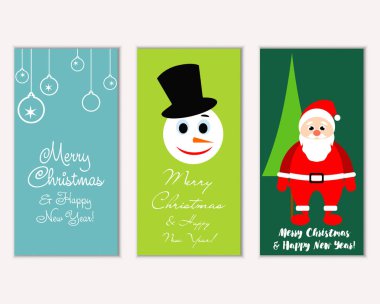mutlu Noeller ve mutlu yeni yıl tebrik kartları vektör çizim       