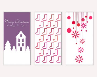 mutlu Noeller ve mutlu yeni yıl tebrik kartları vektör çizim     