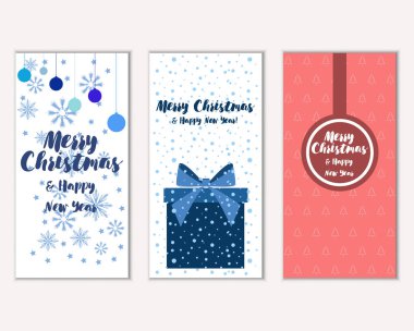 mutlu Noeller ve mutlu yeni yıl tebrik kartları vektör çizim      