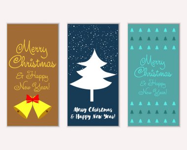 vektör çizim kış tatil tebrik kartları