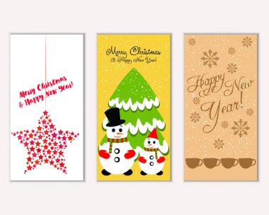 vektör çizim kış tatil tebrik kartları