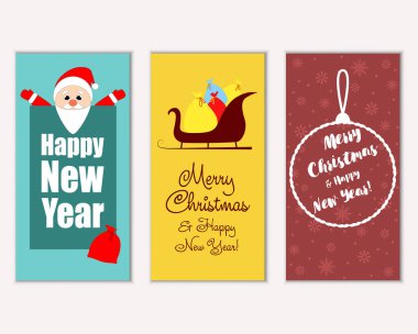 vektör çizim kış tatil tebrik kartları