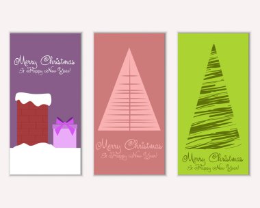 mutlu Noeller ve mutlu yeni yıl tebrik kartları vektör çizim     