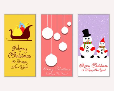 mutlu Noeller ve mutlu yeni yıl tebrik kartları vektör çizim