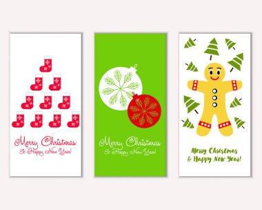 vektör çizim kış tatil tebrik kartları