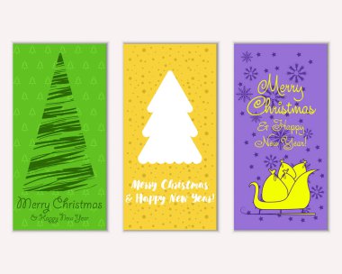 Mutlu Noeller ve mutlu yeni yıl tebrik kartları. Vektör çizim 