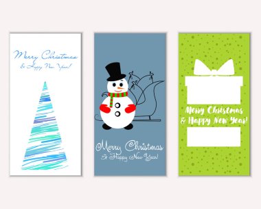 Mutlu Noeller ve mutlu yeni yıl tebrik kartları. Vektör çizim   