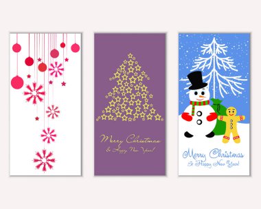 mutlu Noeller ve mutlu yeni yıl tebrik kartları vektör çizim