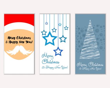 mutlu Noeller ve mutlu yeni yıl tebrik kartları vektör çizim     