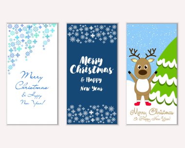 mutlu Noeller ve mutlu yeni yıl tebrik kartları vektör çizim