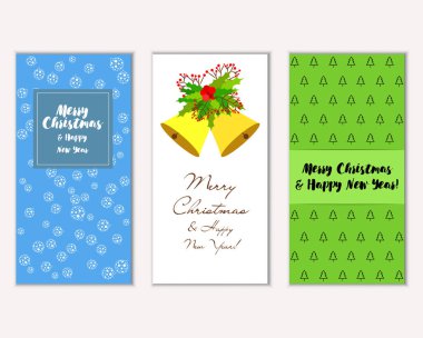 Renkli Noel kartları ile yeni yıl süslemeleri, illüstrasyon vektör