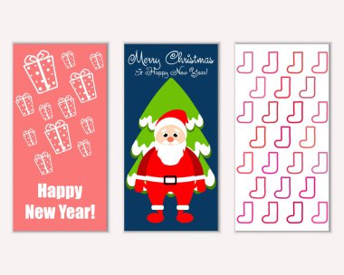 mutlu Noeller ve mutlu yeni yıl tebrik kartları vektör çizim     