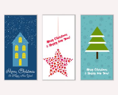 vektör çizim kış tatil tebrik kartları